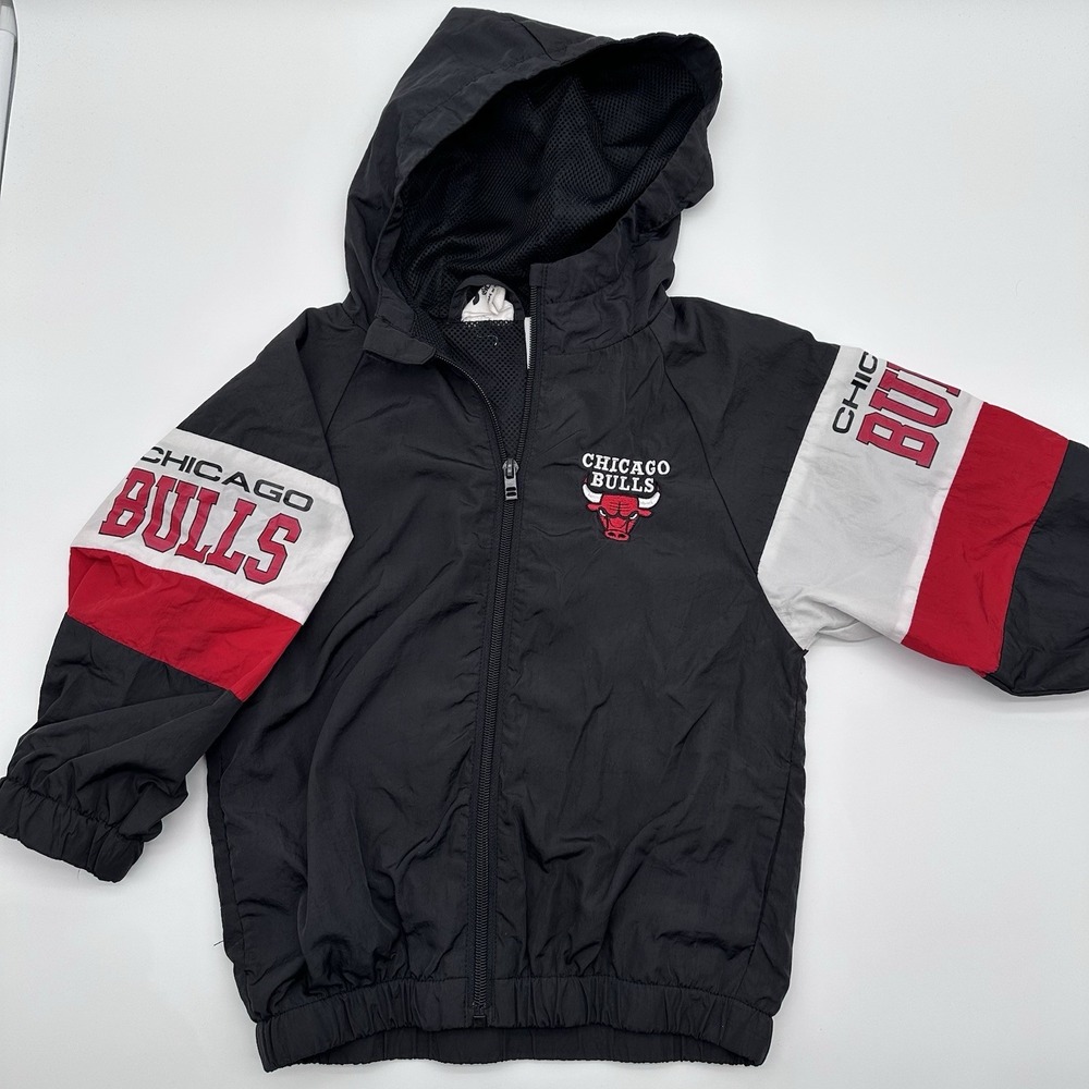 Chicago Bulls NBA Sz. 3-4 Full Zip Windbreaker Jacket Baby Toddler Hooded